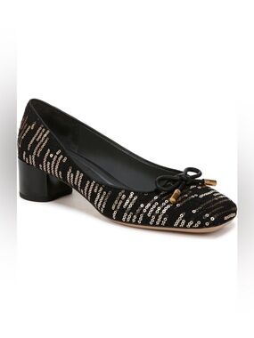 Franco Sarto Black Sequin natalia block heels NWT